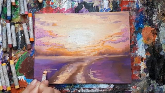 СУМЕРКИ |Пейзаж сухой пастелью?Утро и вечер в одной картине✌Рисуем вместе! смотреть онлайн