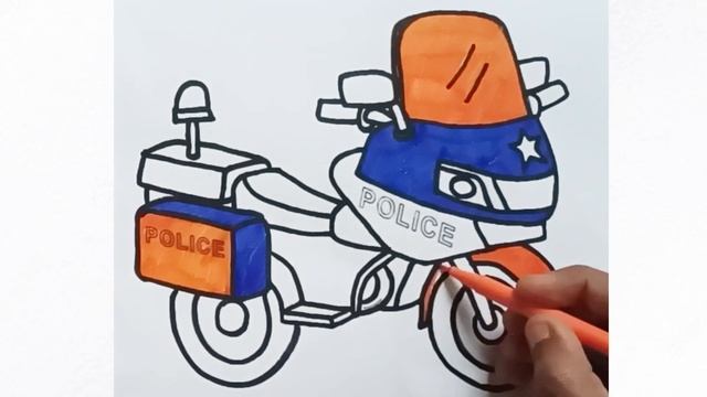 Drawing and colouring police bike for kids and toddlers ? смотреть онлайн