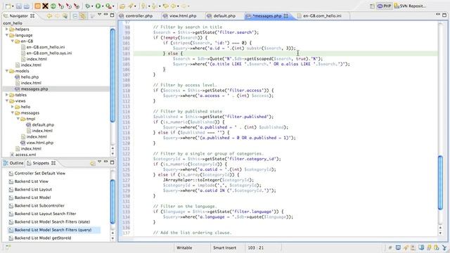 2.14 Adding Filters to the List Model of the Joomla Component смотреть онлайн