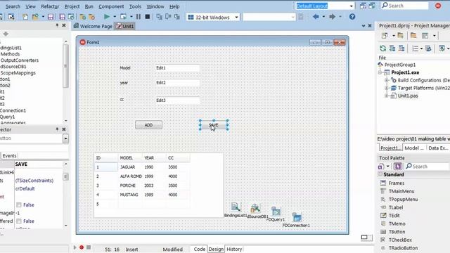 ADD RECORD ON TABLEGRID ON DELPHI RAD STUDIO WITH FIREDAC смотреть онлайн