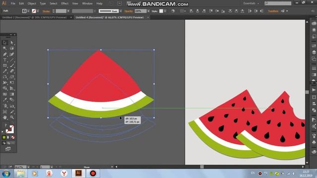 Как нарисовать надкусанный ломтик арбуза в программе Adobe Illustrator смотреть онлайн