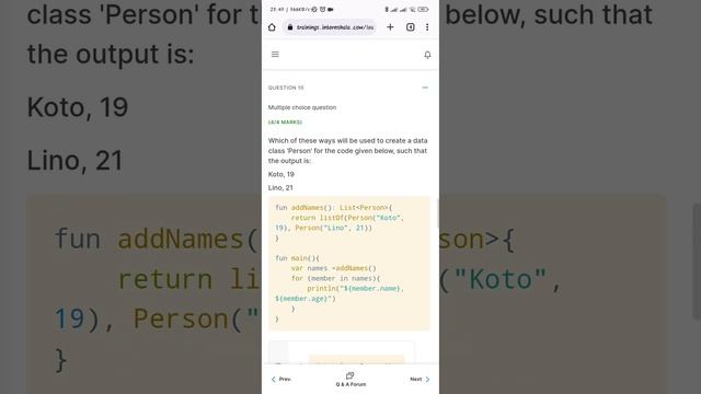 Intershala Android Application Development module 2 test Solution World of Kotlin. смотреть онлайн