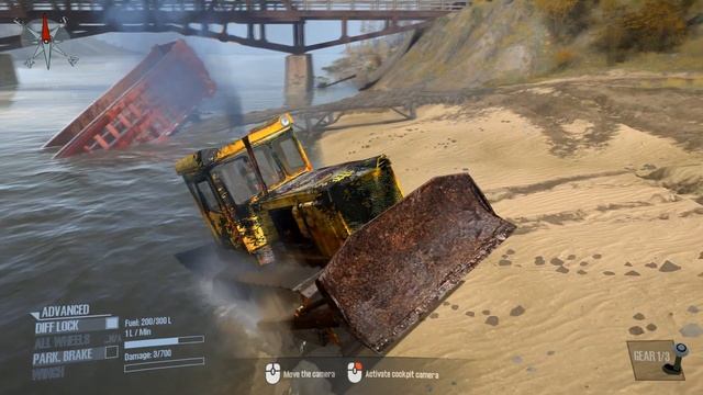 Spintires: MudRunner - T-130 Crawler Bulldozer Pulls A Fallen Truck Out Of The River смотреть онлайн