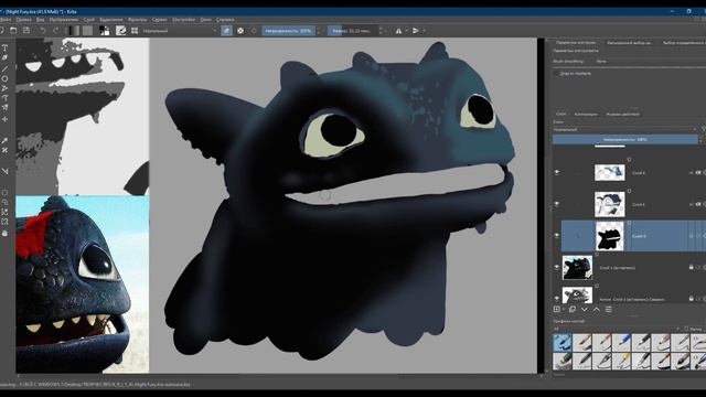 Рисование Night Fury в Krita (уроки рисования на графическом планшете для новичков)