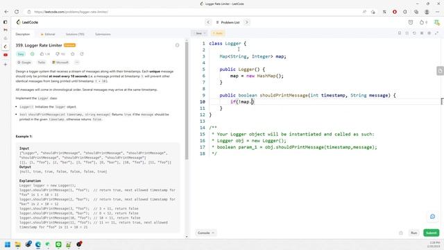 LeetCode 359 | Logger Rate Limiter | HashMap | Java смотреть онлайн