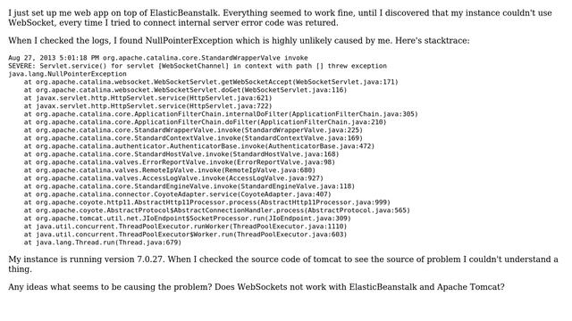 DevOps & SysAdmins: WebSocket not Working on Apache Tomcat 7 on AWS ElasticBeanstalk смотреть онлайн