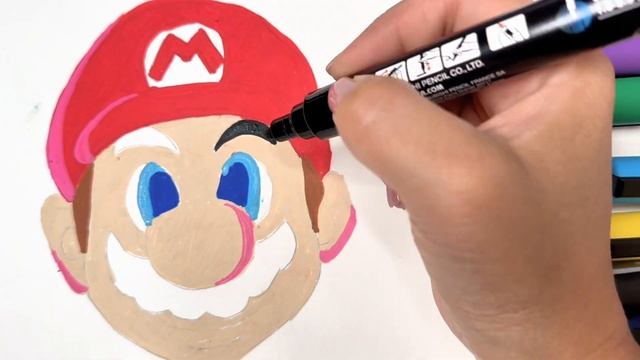How to draw Super Mario Bros - Coloring with POSCA markers #art #drawing #youtube #posca смотреть онлайн