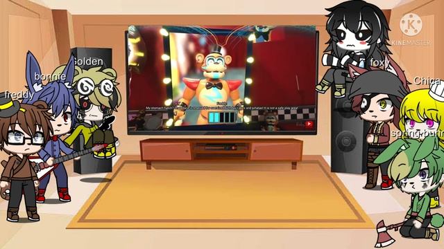 FNAF 1 (puppet and springtrap) react to glamrock Freddy meeting Gregory смотреть онлайн