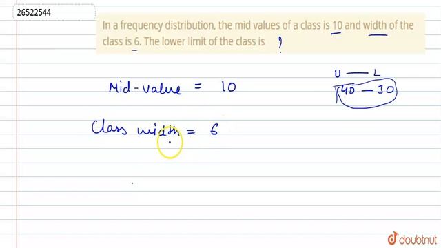 In a frequency distribution, the mid values of a class is 10 and width of the class is 6. The lower смотреть онлайн