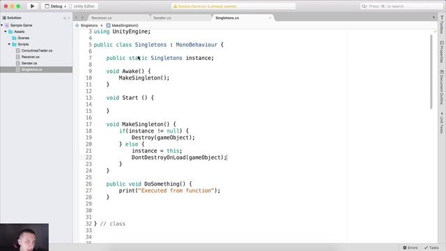 Singletons In Unity - In Depth Overview Of Singletons - Unity Game Manager Tutorial смотреть онлайн