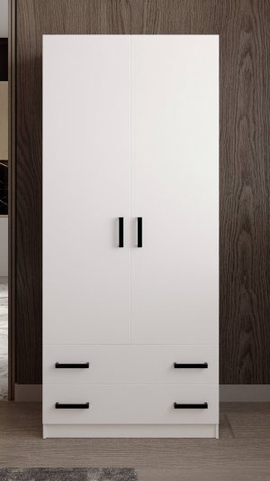 Шкаф Рик Распашной с ящиками Белый