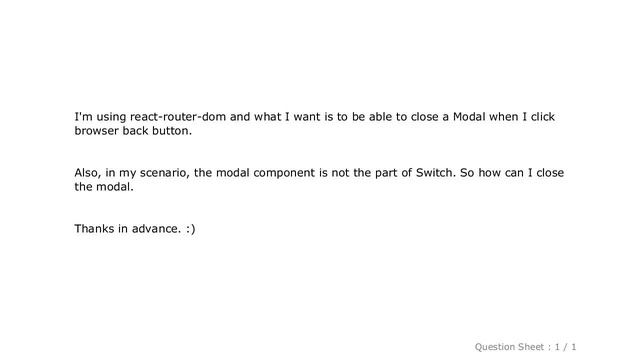HTML : How to close a modal on browser back button using react-router-dom? смотреть онлайн