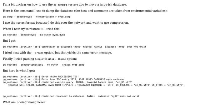 Databases: How do I use pg_dump and pg_restore to move a large database to another machine? смотреть онлайн