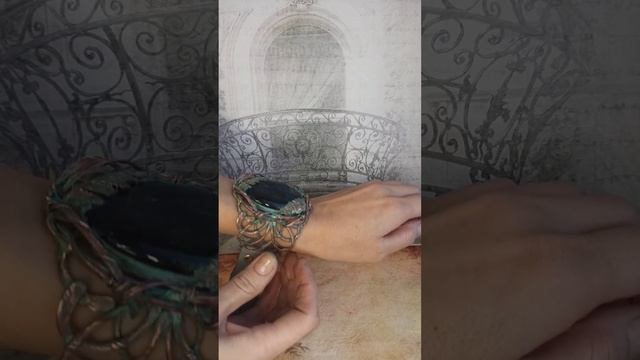 Браслет из меди, украшения гальванопластика, украшение из меди, подарок на Новый Год, лабрадорит смотреть онлайн