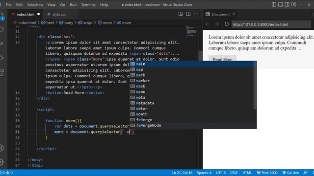 how to create a "read more - read less" button with JavaScript смотреть онлайн