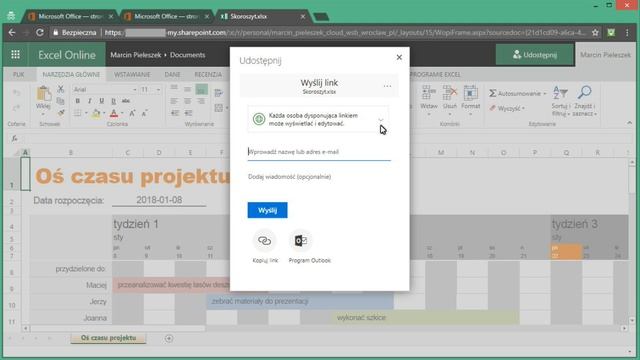 Udostępnianie pliku w Office 365 na przykładzie Excel online смотреть онлайн