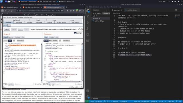 SQL Injection - Lab #10 SQL injection attack, listing the database contents on Oracle смотреть онлайн
