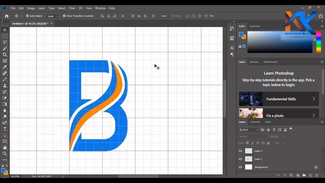 Photoshop Tutorial - B Letter Logo Design - Adobe Photoshop CC Tutorial смотреть онлайн