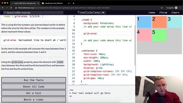 CSS Grid - Use grid-area Without Creating an Areas Template - Free Code Camp смотреть онлайн