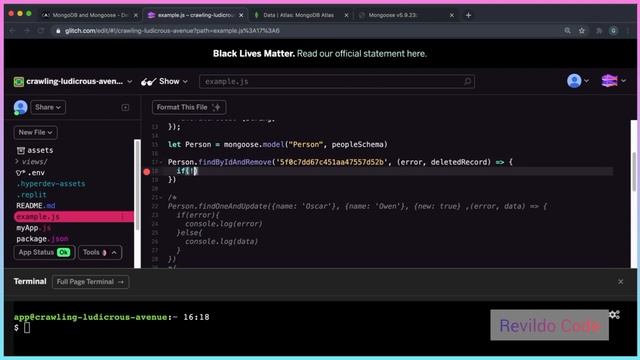 Delete one Document with model.FindById Andremove | Mongodb full course | #revildo_code смотреть онлайн