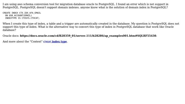 Database migration Oracle to PostgreSQL, domain indexes смотреть онлайн