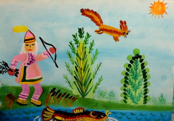 Как нарисовать сказку Народов Севера о мальчике Мэргэнкене. смотреть онлайн