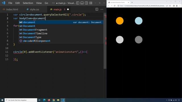 Animation Events, JavaScript Advanced Tutorial deutsch Teil 24 смотреть онлайн