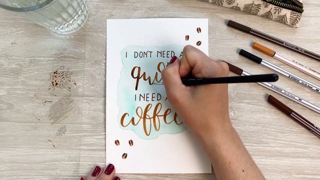 I need coffee lettering with aquarelle effect - created with STABILO Pen 68 brush and pointMax смотреть онлайн