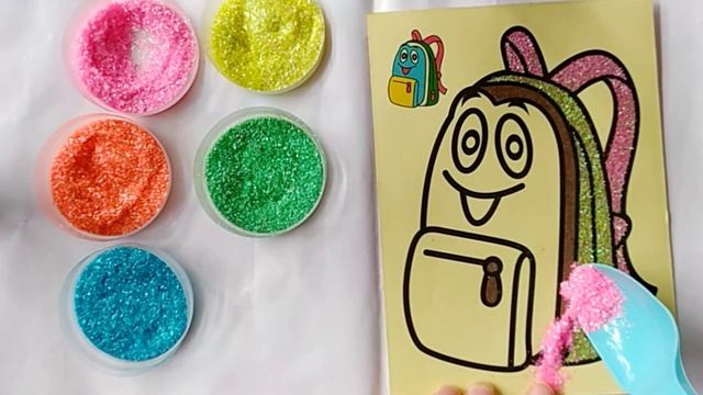 learn coloring a school bag drawing with glitter ll drawing for kids смотреть онлайн