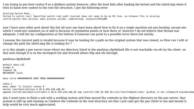 DevOps & SysAdmins: PXE boot Centos 8 fails with "failed initrd-switch-root.service" смотреть онлайн