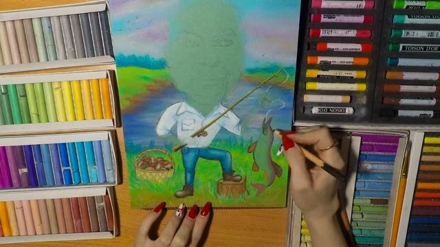 speed painting, pastel portrait, caricature, шарж рыбалка, сухая пастель смотреть онлайн