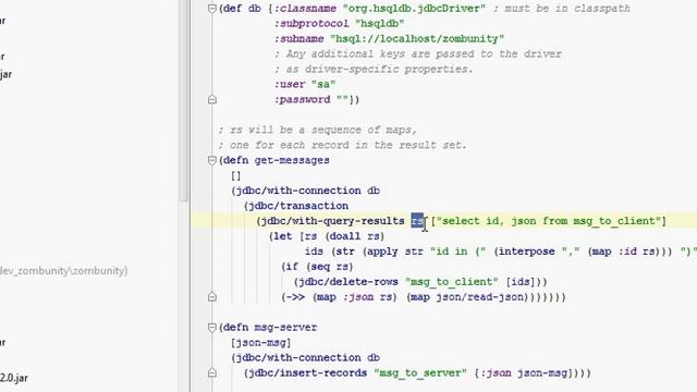 Zombunity MUD: clojure.java.jdbc and HSQLDB's JDBC driver смотреть онлайн