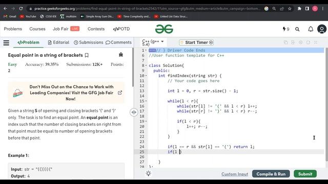 Find equal point in a string of Brackets | PART-2 | Hindi | Easy смотреть онлайн