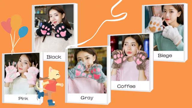 [Review] Cat paw gloves | cute cat claw bear paw style winter plush fingerless gloves mitten смотреть онлайн