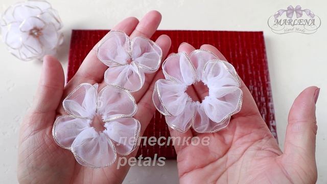 Простые цветы из органзы. Школьные бантики. Organza Bows DIY смотреть онлайн