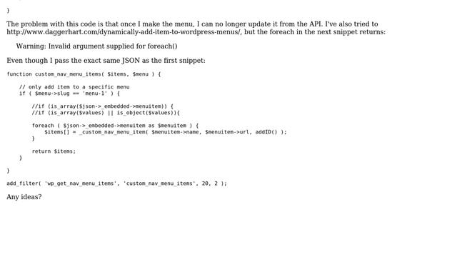 Wordpress: Populating main menu from external JSON API смотреть онлайн