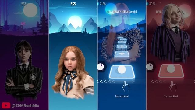 Wednesday vs Megan (M3gan) vs Lisa Money vs Enid Sinclair - Tiles Hop EDM Rush смотреть онлайн