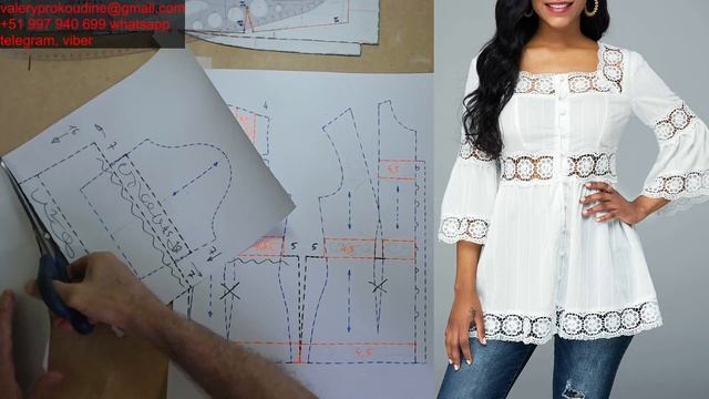 Моделируем блузку. Modelado de blusa #курсы кройки и шитья #diseño de modas смотреть онлайн