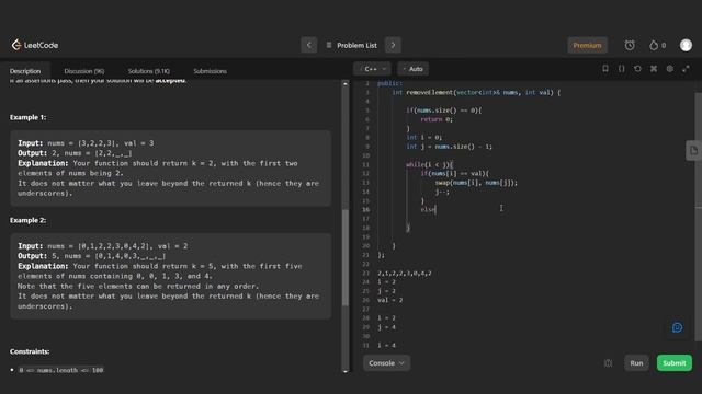 27. Remove Element CPP Leetcode смотреть онлайн