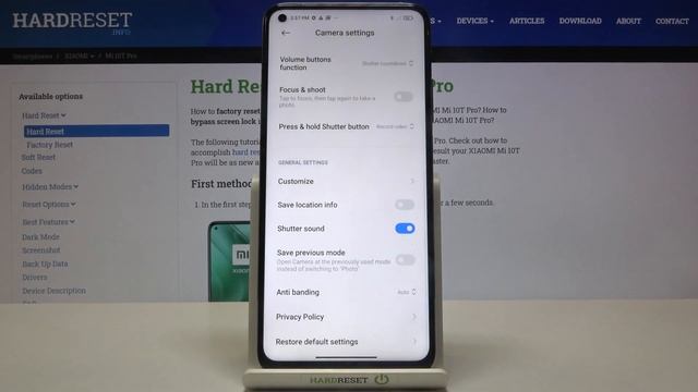 How To Reset Camera Settings On XIAOMI Mi 10T Pro – Restore Camera Settings