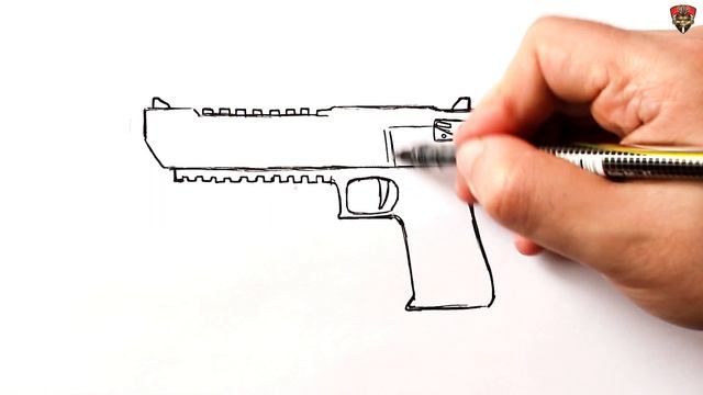 How to draw a pistol Desert Eagle | Easy Drawing Art смотреть онлайн