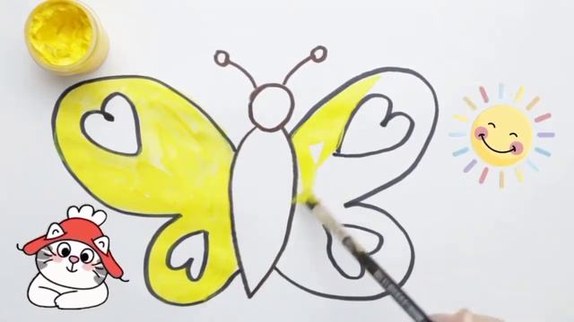 How to Draw Butterfly / Как нарисовать бабочку / Bolalar uchun kapalak chizish смотреть онлайн