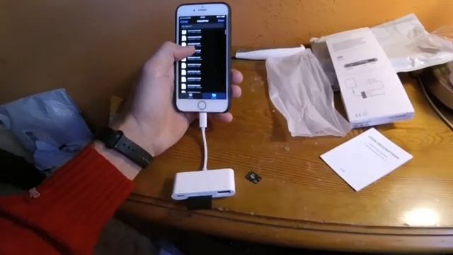 Iphone 6s подключение флешки через переходник с Aliexpres