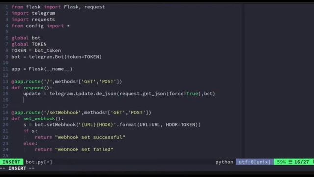 Telegram bot using webhooks (python) смотреть онлайн