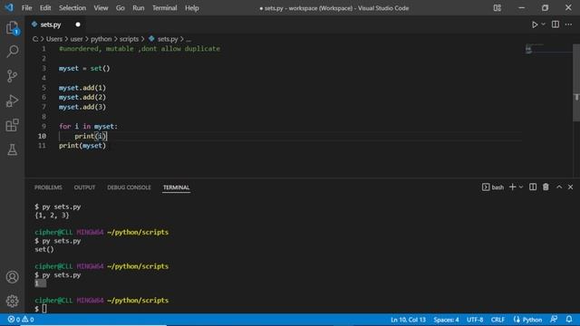 Looping through Python sets - Advanced Python - Programming Tutorial смотреть онлайн