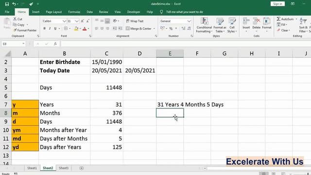 How To calculate difference between two dates / Calculate Age in Excel смотреть онлайн