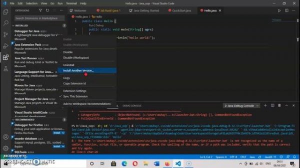 How to resolve the problem Java does not run in Visual Studio Code