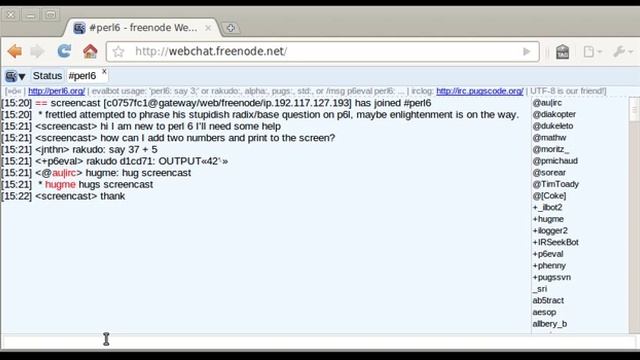 Perl 6 - part 1.5 - IRC channel and the eval bot смотреть онлайн