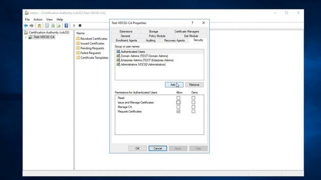 Assign Permissions To Manage Certificate Authority Windows Server 2016 смотреть онлайн