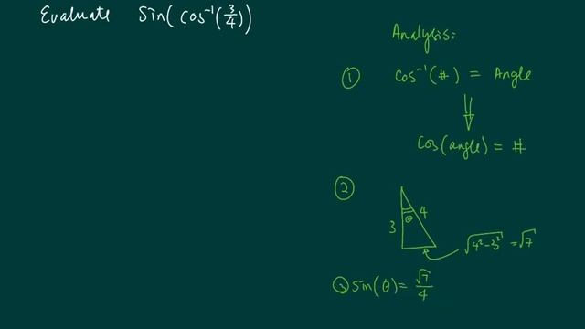 *How to Evaluate Trig and Inverse Trig Functions: sin (cos^-1 [3/4]) смотреть онлайн